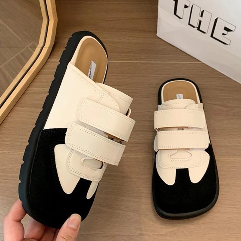 2024 Новые женские тапочки с круглым носком и полусумкой, модные, толстые, нескользящие, повседневные, сращивающиеся, женские туфли Zapatillas plataforma mujer