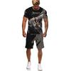 Мужская футболка/костюм с 3D принтом Flying Dragon Totem Art, летний крутой топ с короткими рукавами + шорты, комплект, готический спортивный костюм в стиле хип-хоп