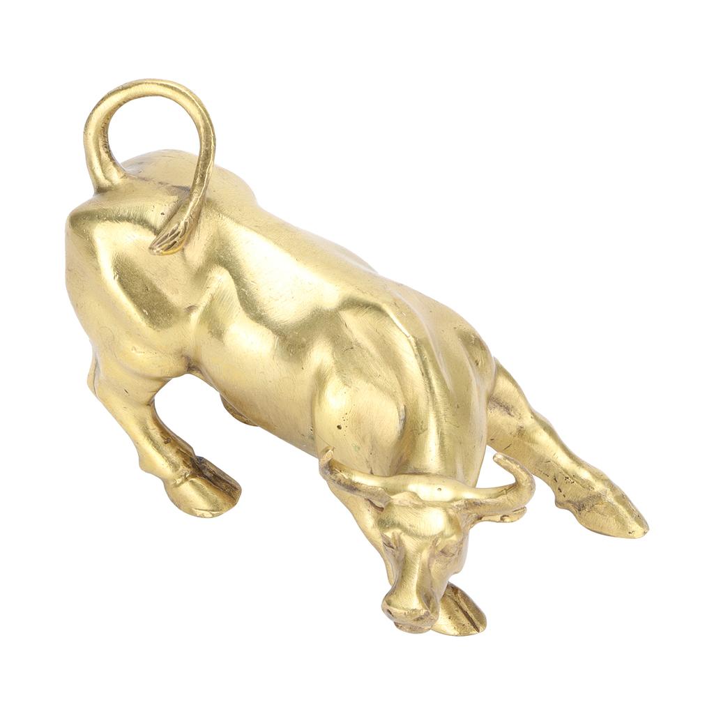 Wall Street Copper Bull Brass Animal Statue Artwork Desktop Decoration for Office Bedroom Bookshelf