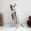 Скелет Кошки Хэллоуин Украшение Жуткая Сидящая Фигурка Скелета Кошки Пластиковые Кости Животного с Подвижными Суставами для Сцены Кладбища Дома с Привидениями