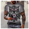 Летние мужские футболки с 3D-принтом в виде совы, уличные топы в стиле Харадзюку, свободные футболки с круглым вырезом и коротким рукавом, футболки больших размеров для мужчин