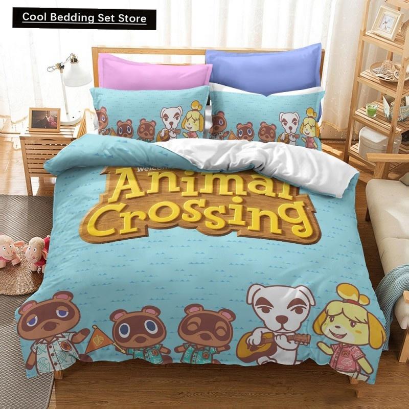 3D-принт с изображением животных из мультфильма Crossing Game Комплект постельного белья с двуспальной кроватью Twin King Пододеяльник Одеяло Наволочка Для мальчиков Девочек Взрослых Спальня