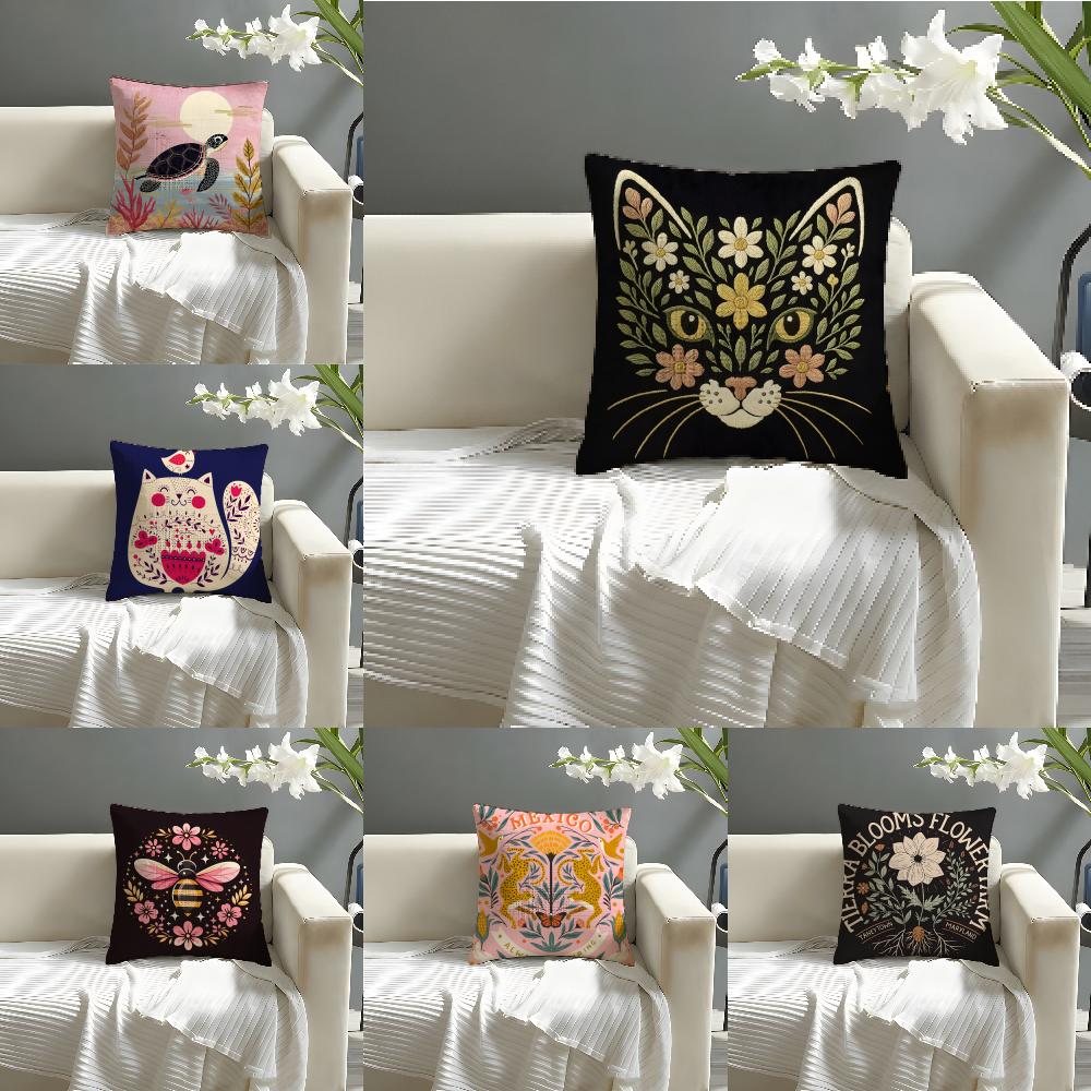 Abstract Natural Animal For Home Decor Pillow Case Cotton Linen Fabric Square Zipper Pillowcase Home Decorative Living Room