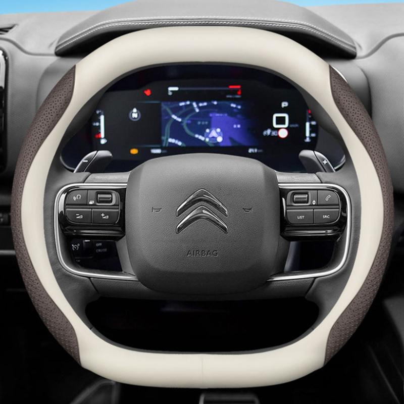 Leather Car Steering Wheel Cover for Citroen C4X C5X C5 Aircross e-Berlingo C4 2021 2022 2023 2024 Auto Interior Accessories