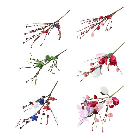 Искусственный стебель цветка тюльпана, ягодные пики в форме сердца для Дня святого Валентина, годовщины, цветочных букетов, свадьбы, домашнего декора