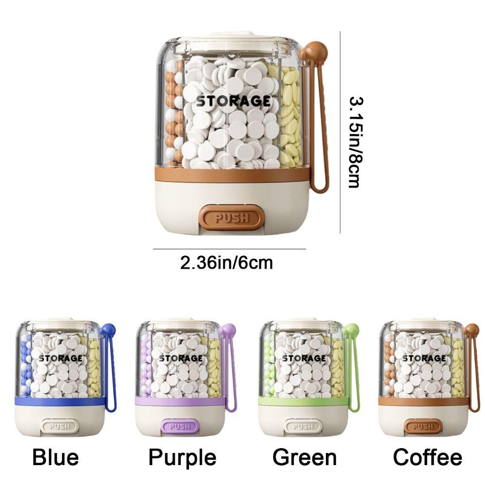Large Capacity 4 Grids Pill Organizer Press Type Daily Pill Dispenser  Office
