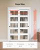 Sliding Closet Door, 1219mm (Double 635mm) x 2032 mm, 5-Lite Frosted Glass Bypass Sliding Doors with Hardware Kit, Solid Wood & MDF Slab with