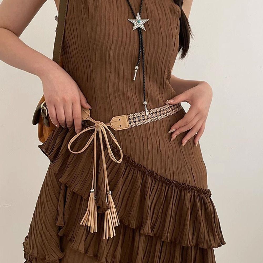 Waist Strap Bohemian Belt Hand Woven Women Waist Chain Vintage Ethnic Style Belt Decorative Jeans