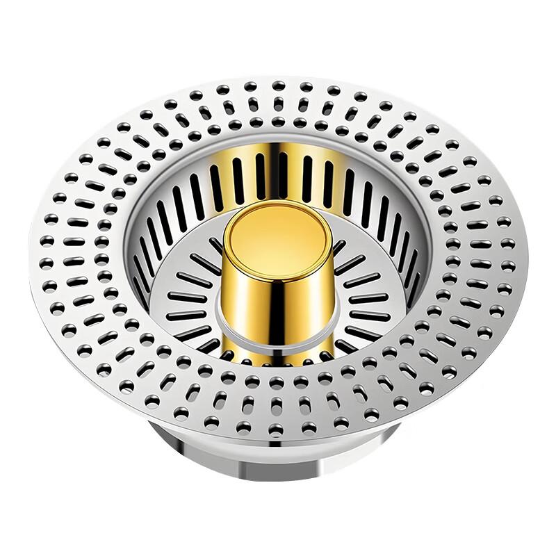 Dipuer Stainless Steel Sink Strainer, Kitchen Sink Pop-Up Core, Vegetable Washing Basin Drain Stopper, Anti-Clogging Sink