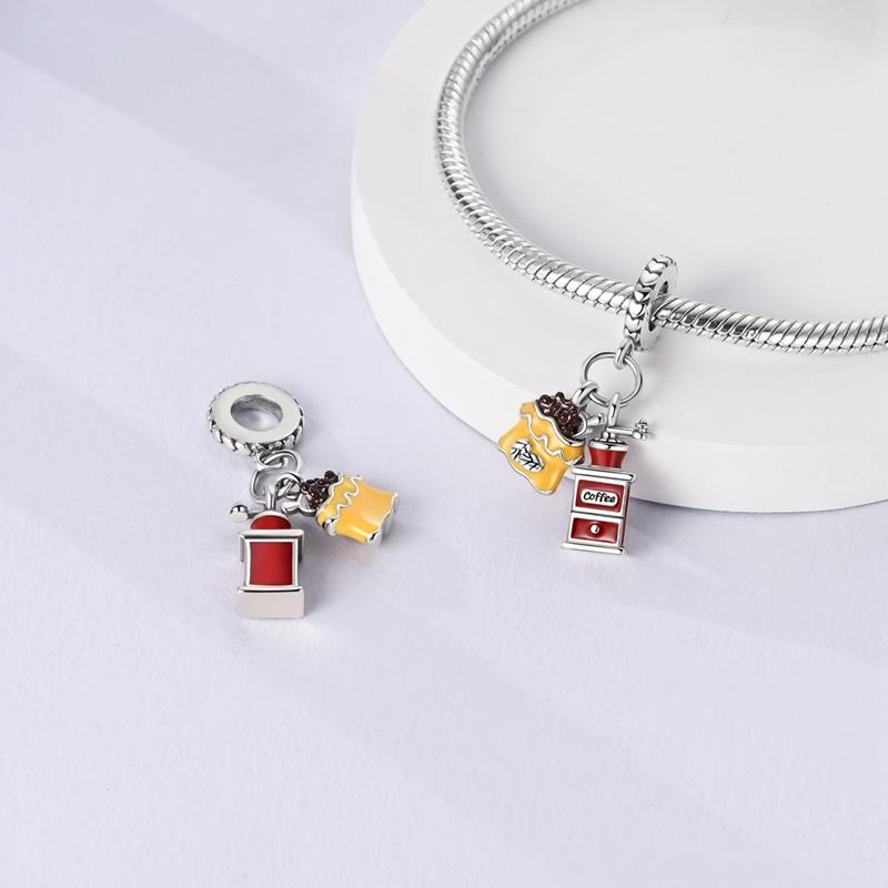 Copper Cake Coffee Series Charms And Beads For 3Mm Original Bracelet Necklace Diy Birthday Exquisite Jewelry Gift