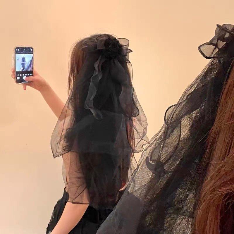 Готическая фата невесты-беглянки - Хэллоуинский головной убор темной принцессы с бантом - Викторианский жуткий аксессуар