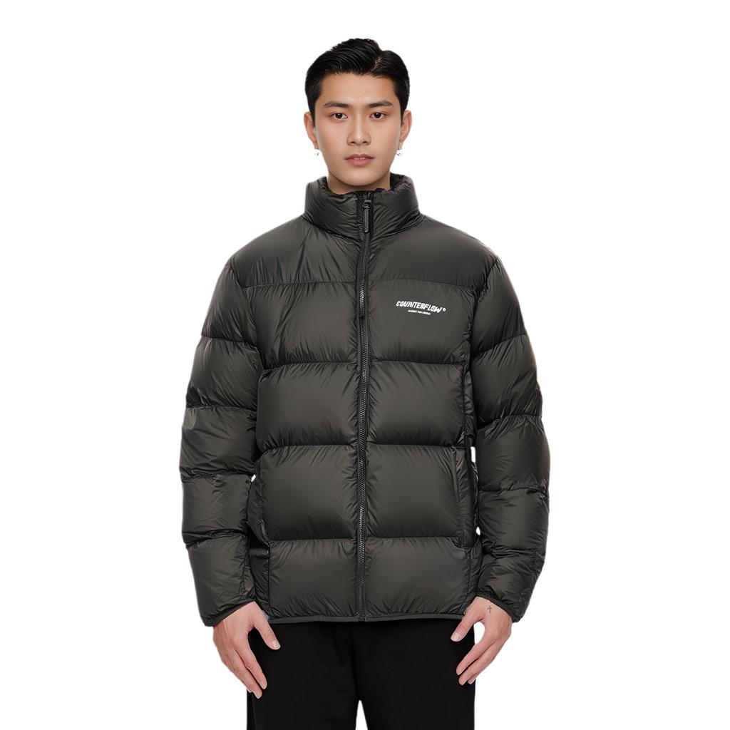 Li-Ning CF Adventure Series Bold Fun Wild Letter Print Stand Woollow Short Down Jacket Unisex Upperwear Black AYMT275-1