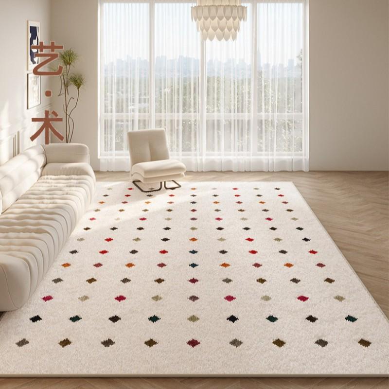 Soft Plush Area Rug With Colorful Polka Dots Geometric Non-Slip Absorbent Floor Mat Living Room Bedroom