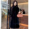 Womens Winter Thick Faux Mink Fur Long Coat Stand Collar Loose Elegant Outerwear Mom