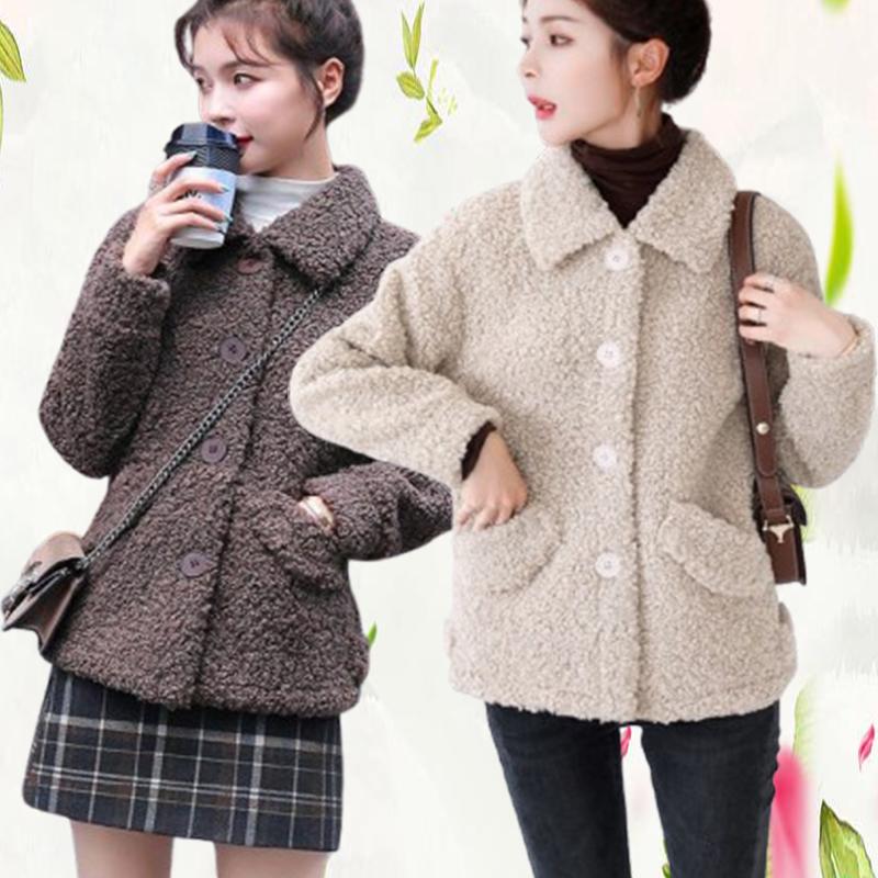 Women Imitate Lamb Wool Coat New Autumn Winter Short Loose Fur In One Grain Fleece Warm Outerwear Female Jacket Overcoat