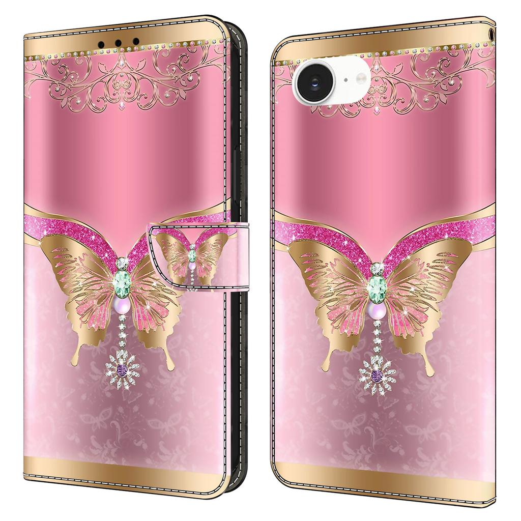 For iPhone 16e Case 3D Pattern PU Leather Wallet Phone Cover with Stand