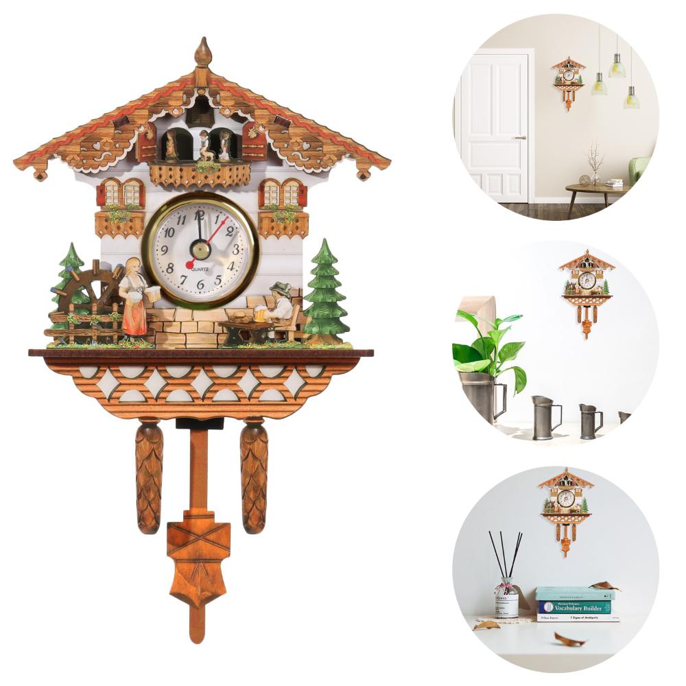 Bedroom Retro Handcraft Cuckoo Clocks Wooden Quartz Wall Clock