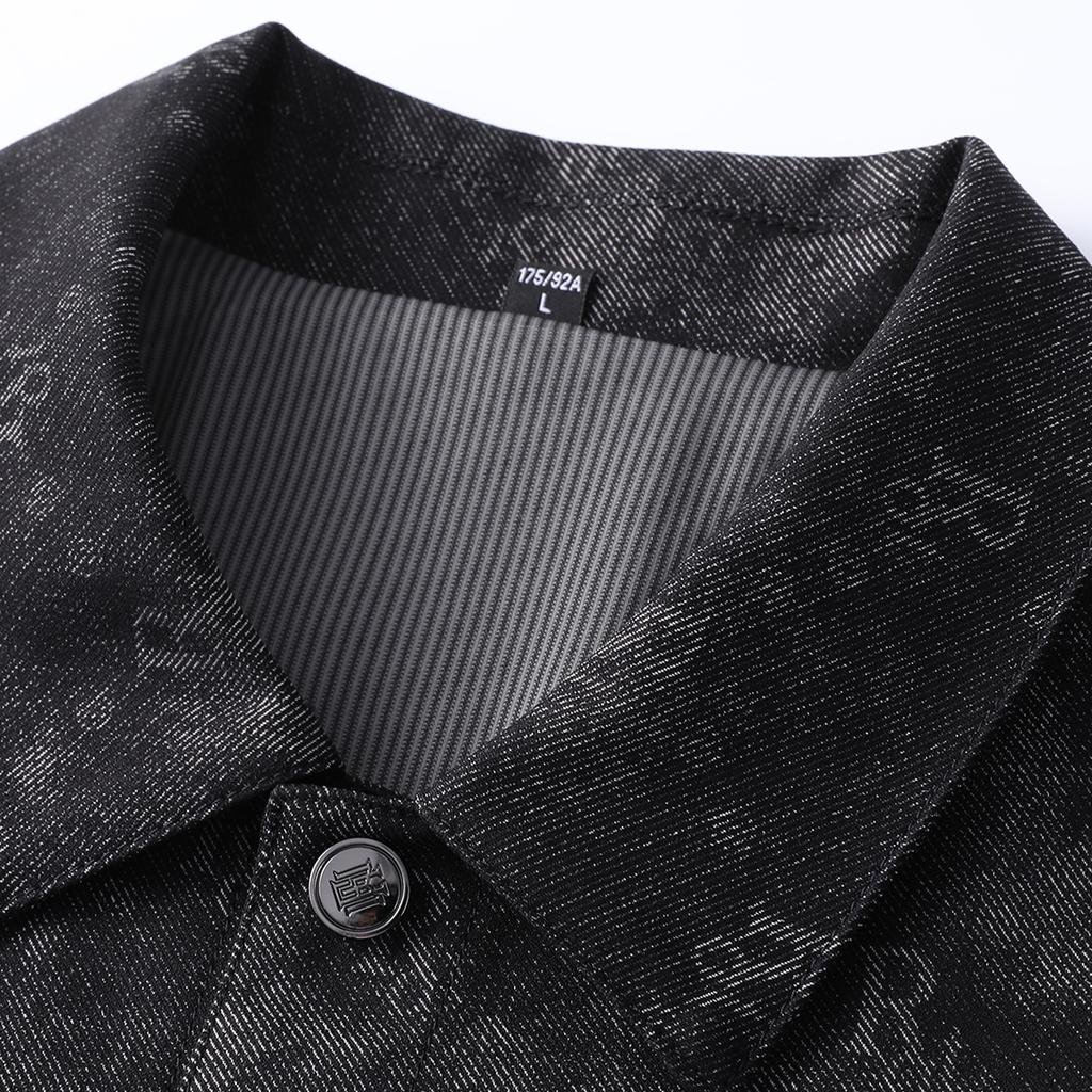 [Fashionable Irregular Jacquard] Spring and Autumn New Style Flip Collar Easy to Handle Men's Casual Commuter Jacket Coat
