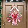 Gingerbread Christmas Wreath Festive Holiday Door Decoration Farmhouse Wall Hanging All-Weather Seasonal Garland for Porch Decor Classroom Courtyard