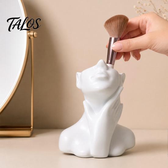 Talos 3D-печатная скульптура лица, подставка для ручек, эстетичная настольная организация, вместительная чашка-держатель для кистей для макияжа на стол, водонепроницаемое хранилище для портретов