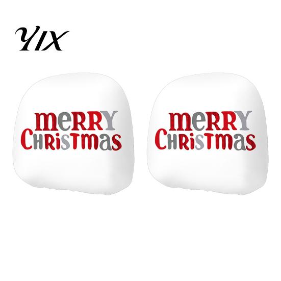 Festive Holiday Car Supplies 2Pcs Christmas Headrest Covers, Elastic Printed Head Rest Cover, Universal Fit Case Funny Auto Pillow Protector for Cars,