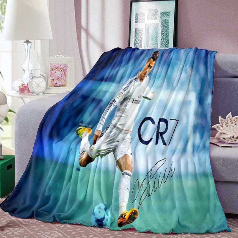 CR7 Soccer World Cup Flannel Blanket – Ultra-Warm, Soft, and Cozy; Perfect for Home, Travel, and Decor; Ideal Holiday Gift