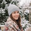Solid Color Crystal Pearl Bow Beanie Warm Pullover Hat Fashion Knit Hat  Outdoor