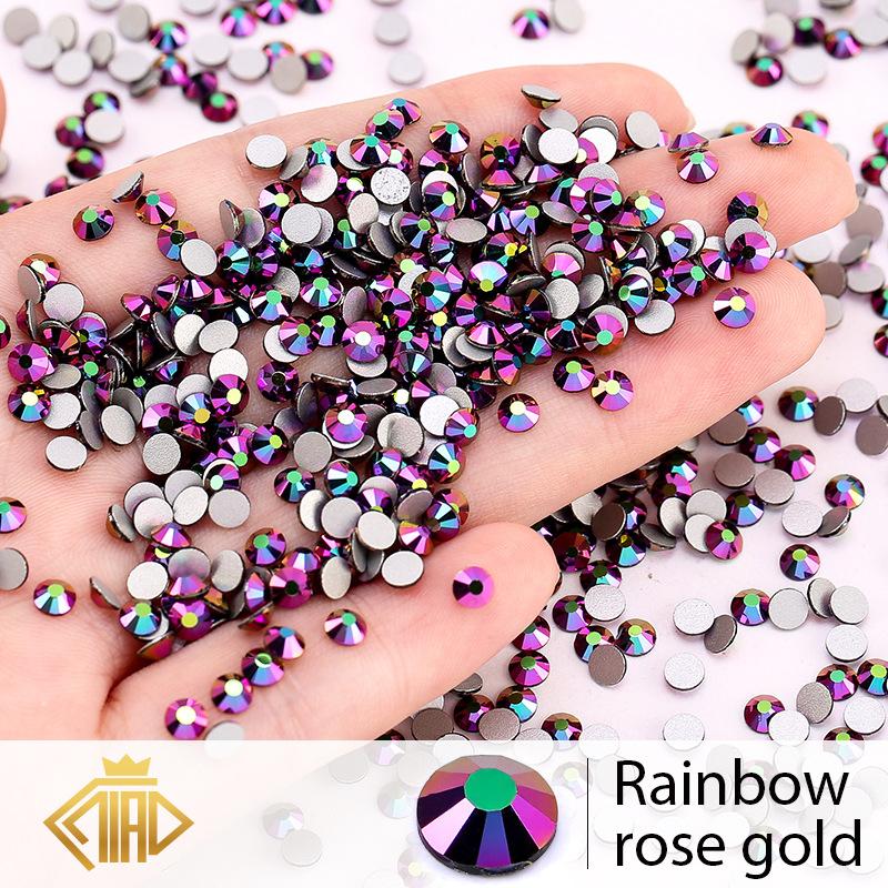 Pujiang Crystal Rhinestone Glass Flat Bottom Diamond Clothing Accessories Round Nail Drill Diy Stud Earrings Bag Sticker Drill