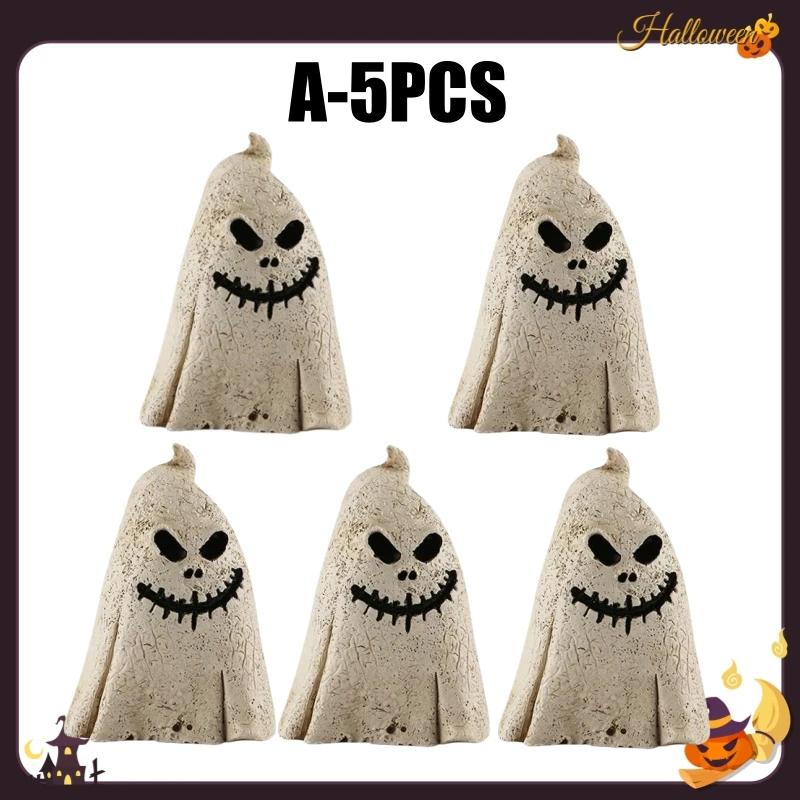 Cartoon Pumpkin Ghost Resin Craft Miniature Sculpture Cute Spooky Scene Decor Tabletop Ornament Home Party Halloween