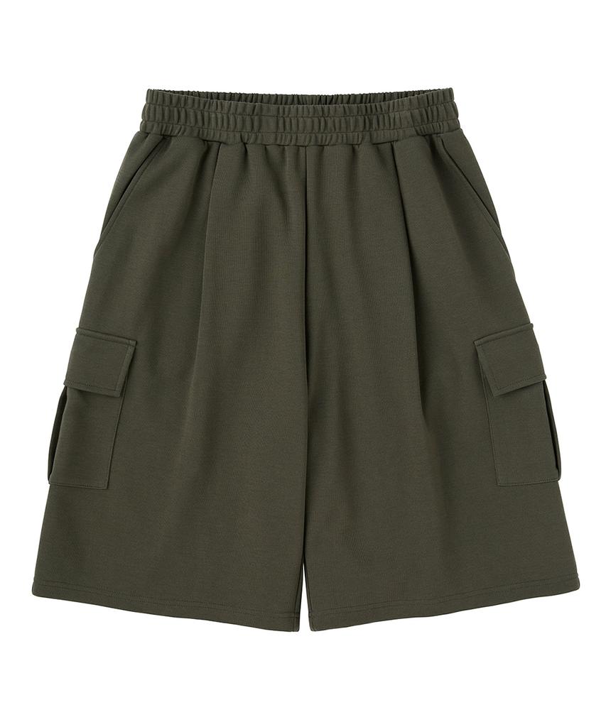 URBANAGE Bermuda Wide Cargo Sweat Shorts_Khaki