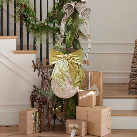 Бархатный бант Рождественский декор для елки Свадебное украшение для двери/окна Праздничный акцент для дома для праздничных торжеств