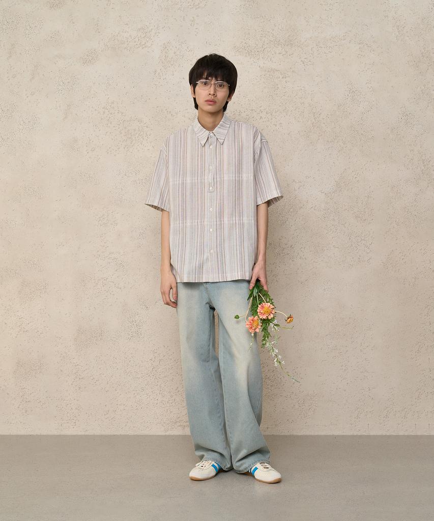 NOISE Fennel Linen Stripe Shirt - Hawaiian