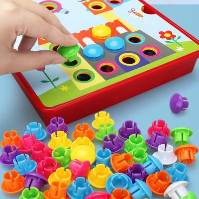 Детские игрушки Грибные гвоздики Бусины Интеллектуальные 3D Пазлы Игры Пазл Доска для детей Развивающие игрушки