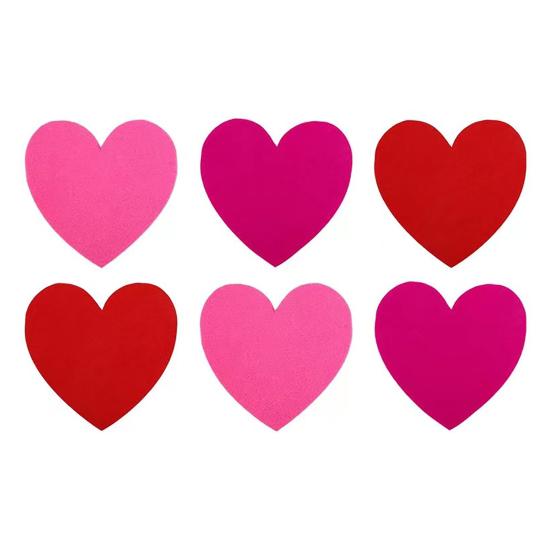 6 шт. Фетровые подставки на День святого Валентина Красные Розовые Подставки под напитки с сердечками любви для Дня святого Валентина, Дня рождения, Свадьбы, Помолвки, Украшение стола для вечеринки