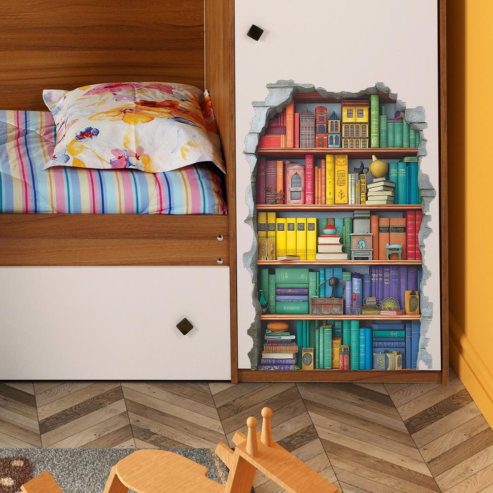 Креативная книжная полка, ломающая стены, для кабинета, гостиной и наклейки для украшения стен дома