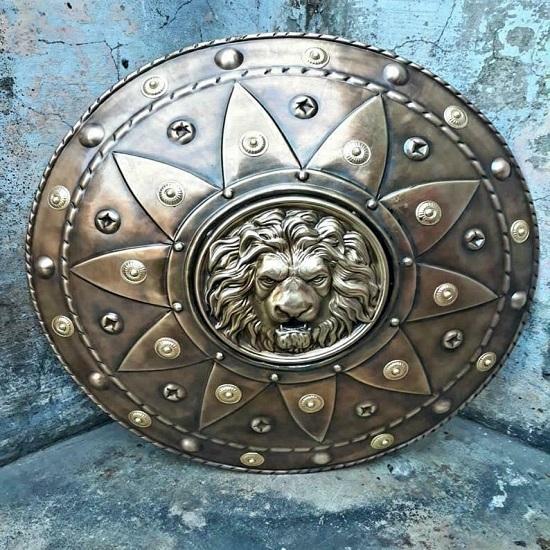 Metal Round Medieval Knight 24" Lion Face Round Shield Cosplay/Halloween Costume