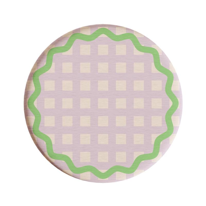 Round plaid hard diatom mud coffee tea coaster thermal insulation pad office non-slip absorbent pad