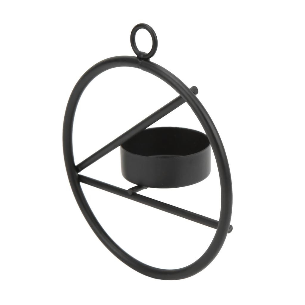 Candle Holder Black Modern Minimalist Metal Round Wall Hanging Candle Holder Wall Decoration Gift