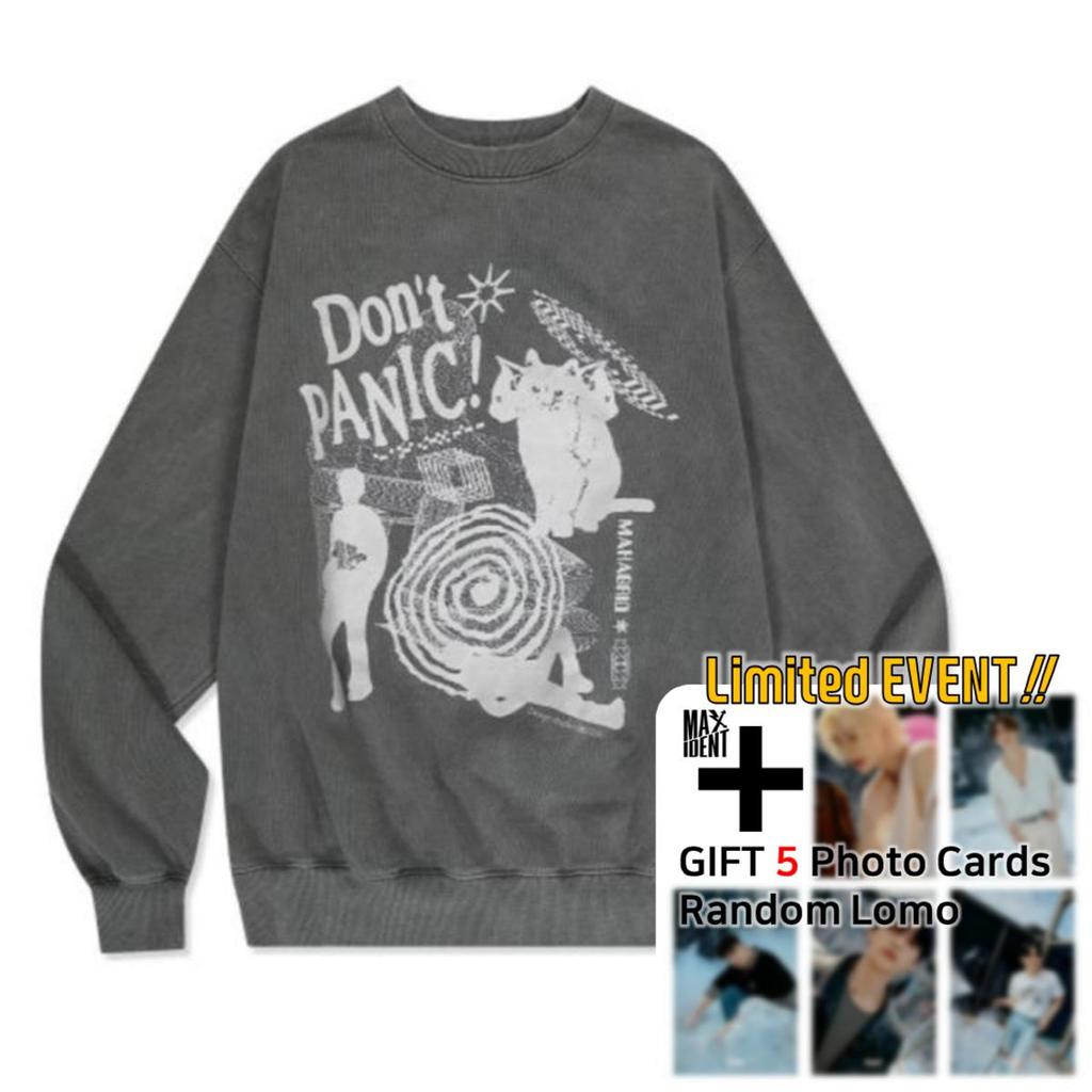 Stray Kids Коллаборация Stray Kids и Mahagrid, розовый свитшот Don't Panic Pigment (Подарочная Фотокарта Ломо)