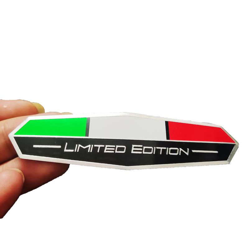 Aluminum Motorcycle Sticker of Italian Flag, Limited Edition for Rear of Cars, Motorcycles and Bicycles