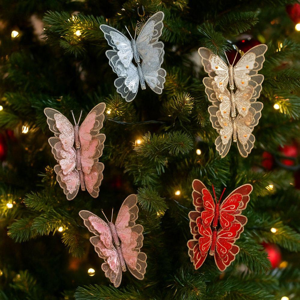 Glitter Christmas Butterfly Pendant Sequins Butterfly Tree Decoration Christmas Tree