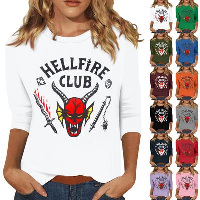 Женская модная повседневная футболка с принтом и рукавом три четверти