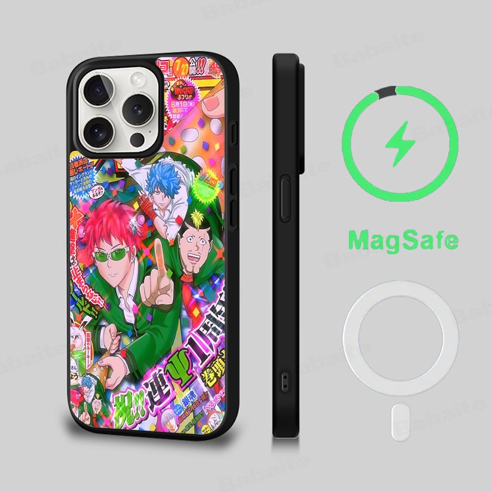 Чехол для телефона Saiki Kusuo No Psi Nan Магнитный чехол для iPhone 16 14 13 12 11 15 Pro Max Plus Для Magsafe Беспроводная зарядка Чехол