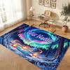 Christmas Winter Theme Crystal Velvet Floor Rug Personalized Custom Name Text Warm Carpet Home Decoration