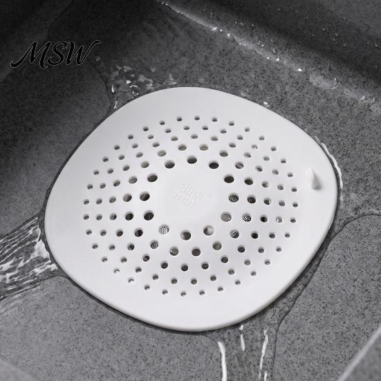 Odor Proof Drain Mat Kitchen Sink Strainer with Suction Cup, Food Residue & Hair Catcher Floor Cover, Anti Clogging Filter Mesh for Bathroom