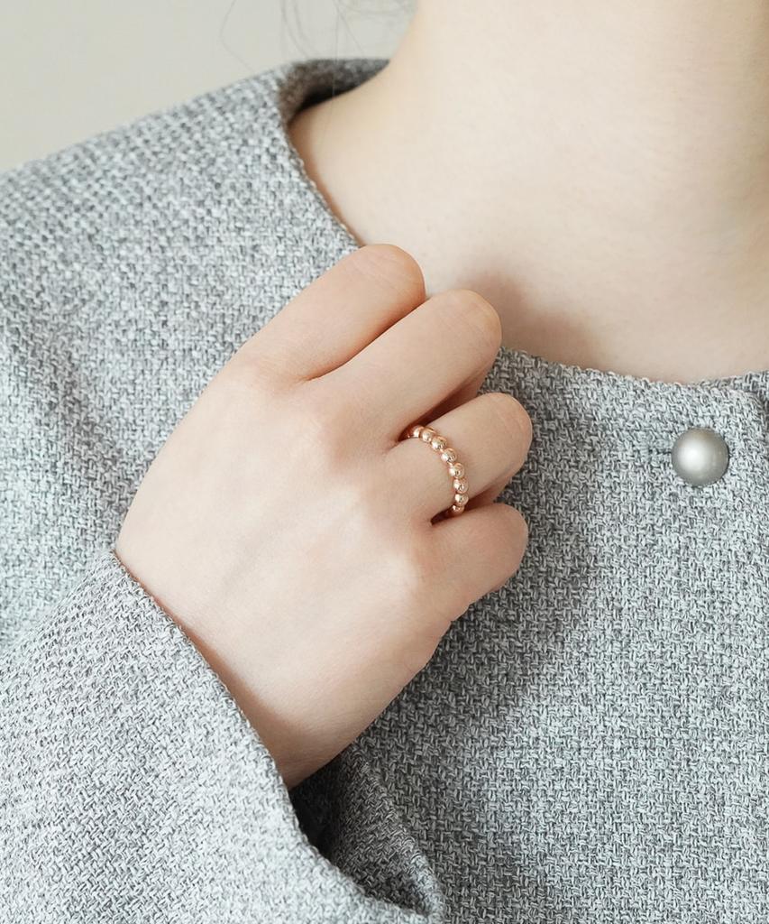 Alleun 14K 18K Ball Gold Ring Jewelry Layering
