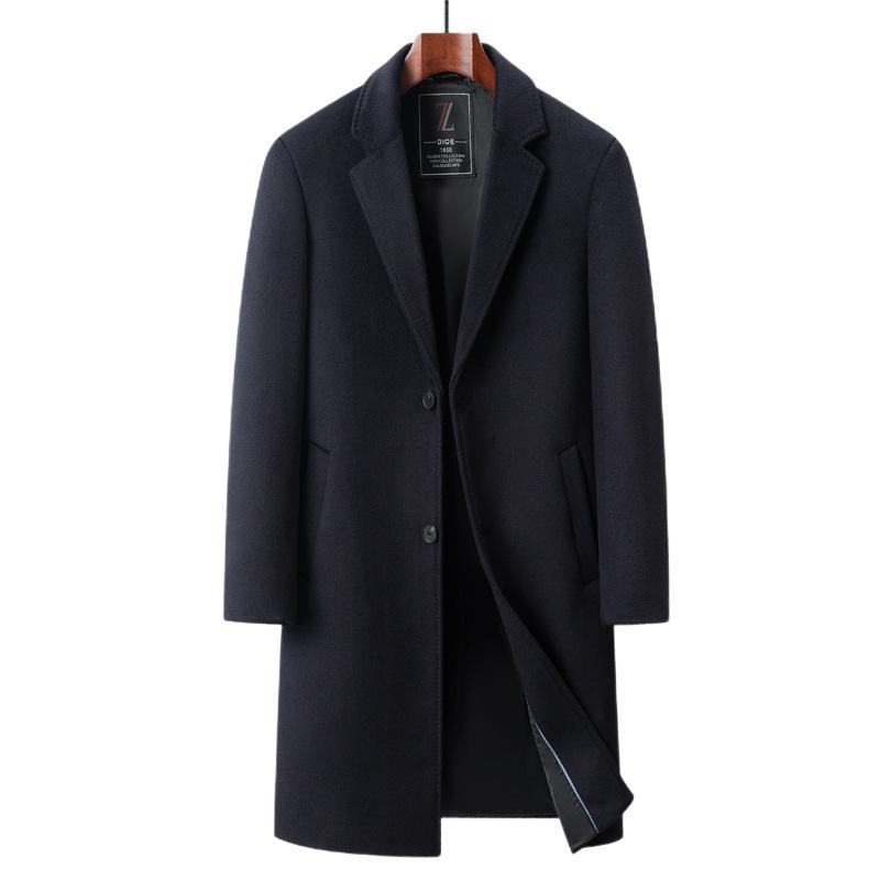 Autumn and Winter New Men's Trench Coat Medium and Long Suit Collar Business Casual Cotton Thickened Coat Men's Coat