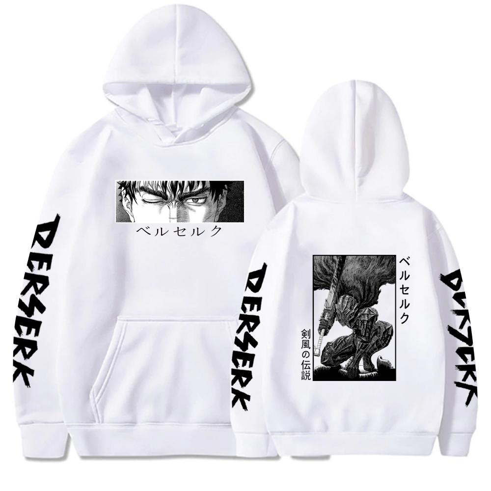 2023 Harajuku Japanese Anime Berserk Guts Hoodies Men Kawaii Cartoon Graphic Hip Hop Fashion Sweatshirt Pullover Men Sudaderas