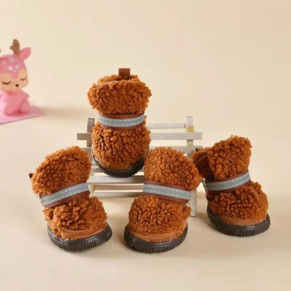 4Pcs Strong Grip Dog Shoes Anti-Scratch Warm Shoes Cozy Pet Shoes  Small Dog
