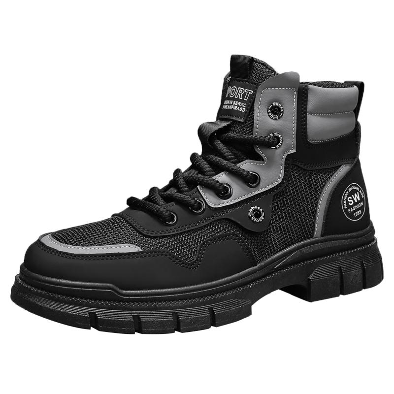 Mens Boots Leather Shoes Platform Boots for Men Outdoor Sneakers Motorcycle Ankle Boots Male Work Boot Casual Hiking Shoes